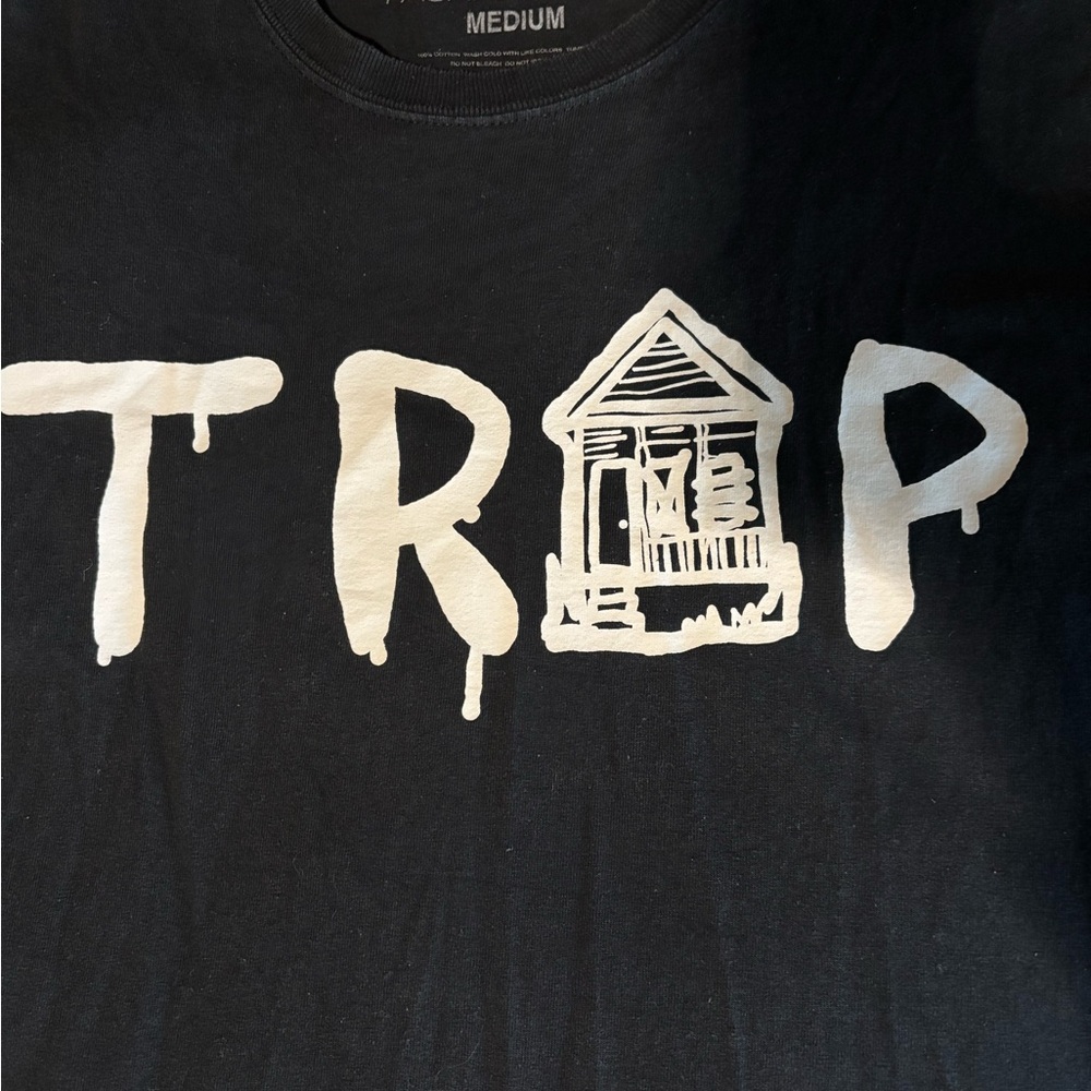 Black Graphic Tee with White Print